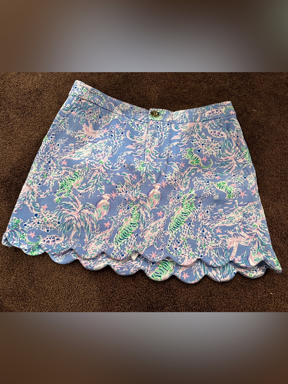 Lilly Pulitzer Colette Scallop Hem Printed Skort - Pastel Blue Floral